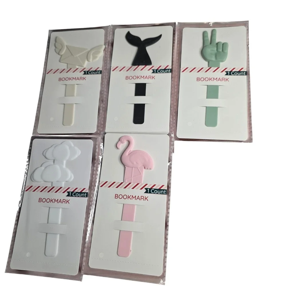 Cute Novelty Bookmarks Set Flying Envelope Whale Tail Peace Sign Flamingo Clouds